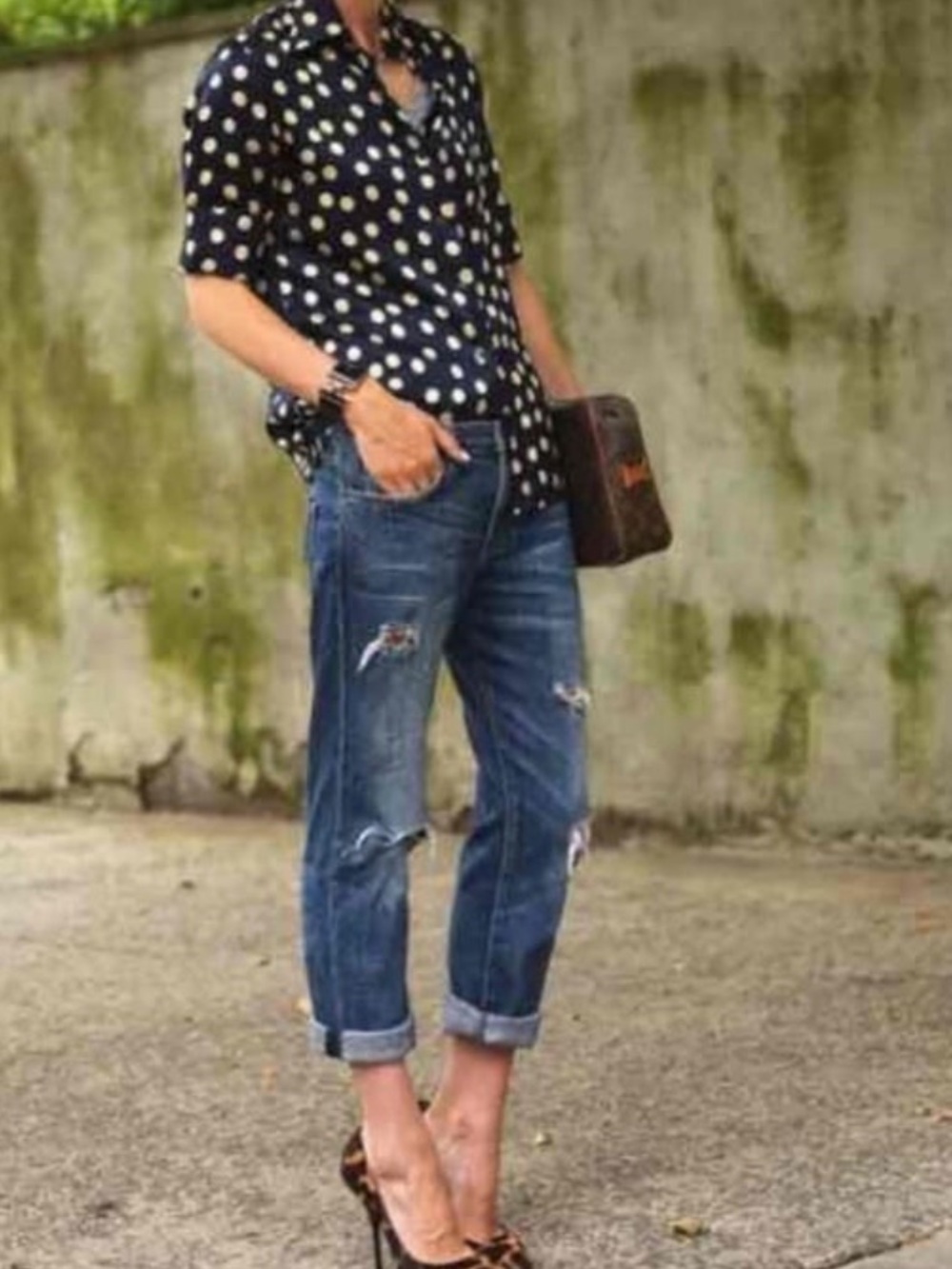 Current/Elliott Distressed Rolled-Cuff Blue Boyfriend Jeans